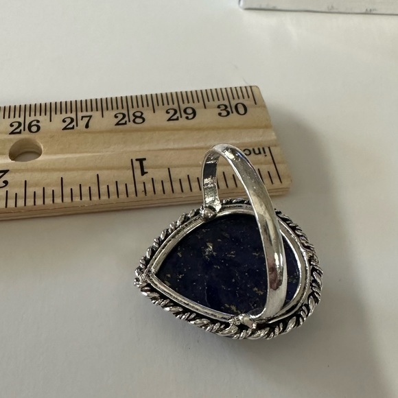 💕 Lapis pear stamped silver plated gemstone ring size 9 - Picture 3 of 5